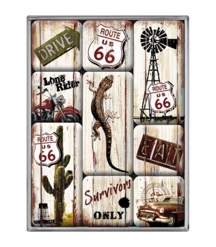 Набор из 9 магнитов Nostalgic Art "Route 66 Desert Survivors" (83049)